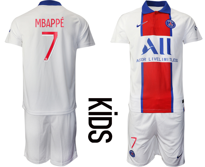 Youth 2020-2021 club Paris St German away #7 white Soccer Jerseys->paris st german jersey->Soccer Club Jersey